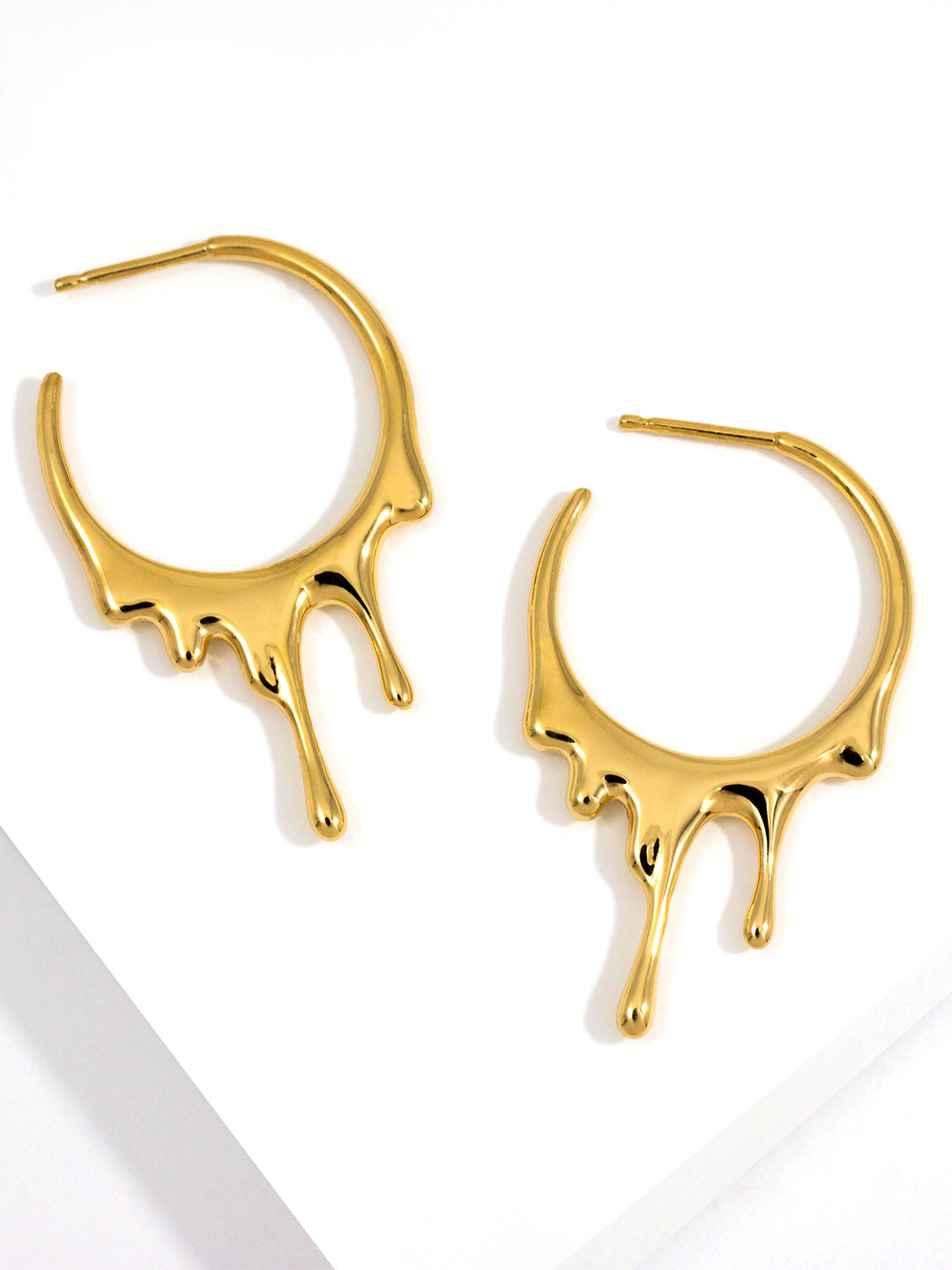 Gold Plated Drip Half Hoop Trendy Earrings