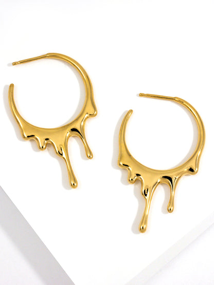 Gold Plated Drip Half Hoop Trendy Earrings