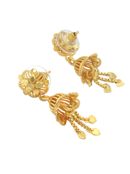 Gold Plated Floral Jhumki Drop Earrings