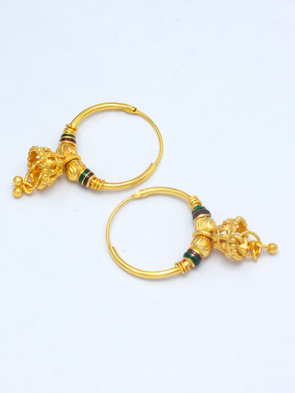 Gold-Plated Dome Shaped Hoop Earrings