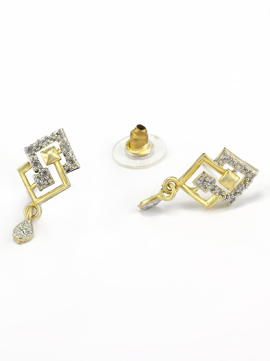 Square American Diamond Pendant & Earrings Set