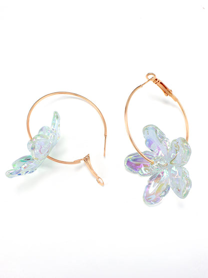 Rose Gold Plated Floral Hoop Earring