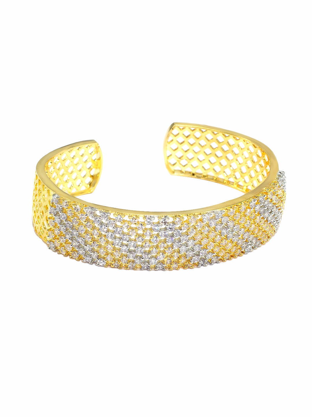 Gold Plated American Diamond Studded Cuff Bracelet