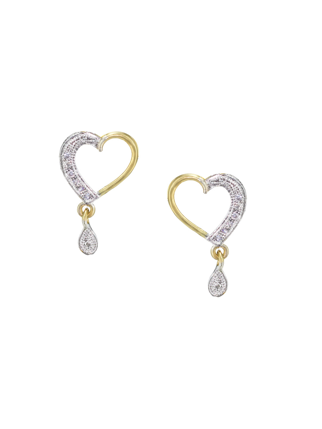 Gold Plated Heart American Diamond Trendy Pendant Set