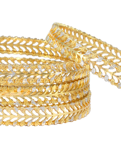 Set of 4 Gold Plated Leaf Design Bangles