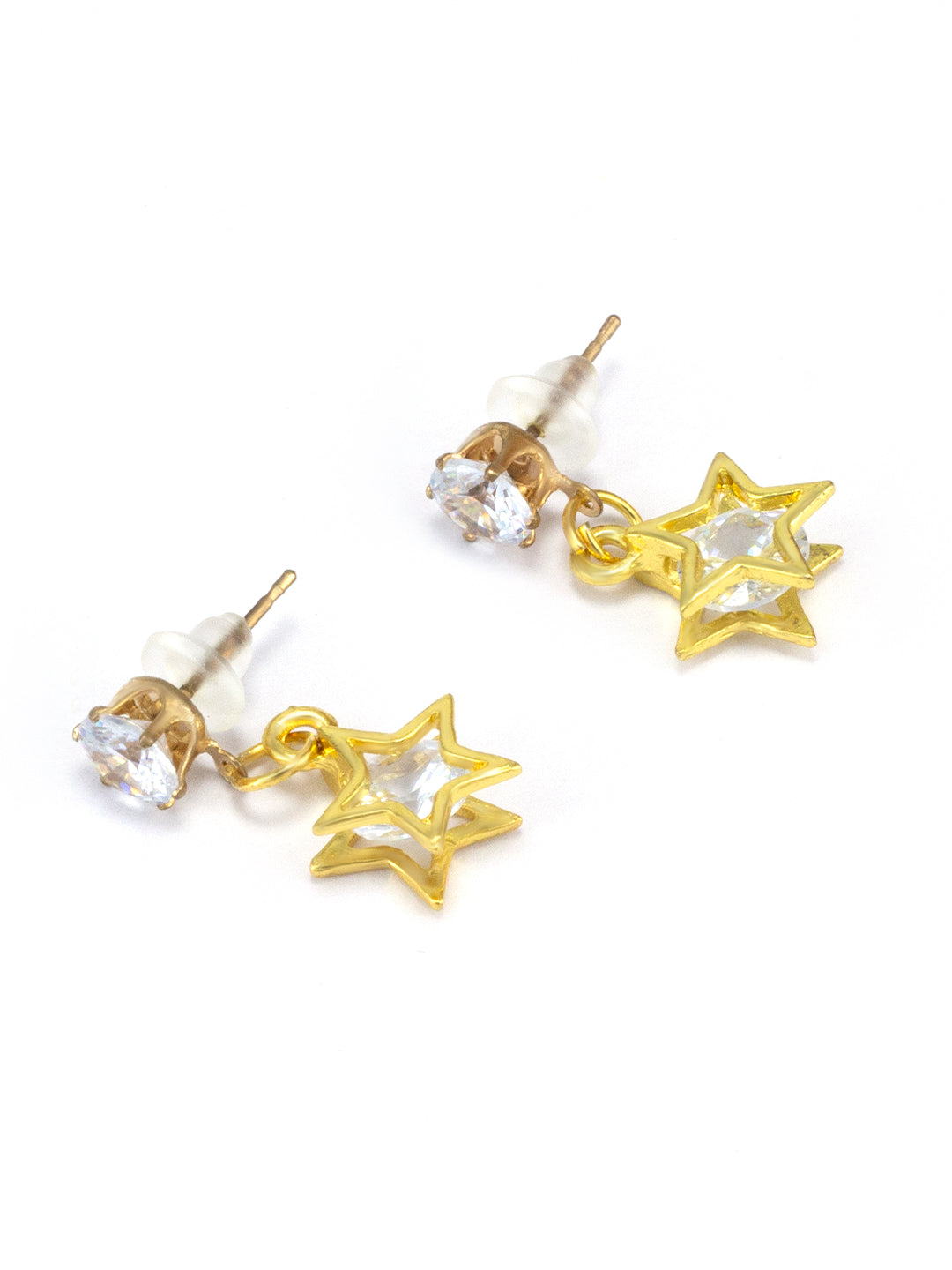 Gold Plated Star Drop Earrings