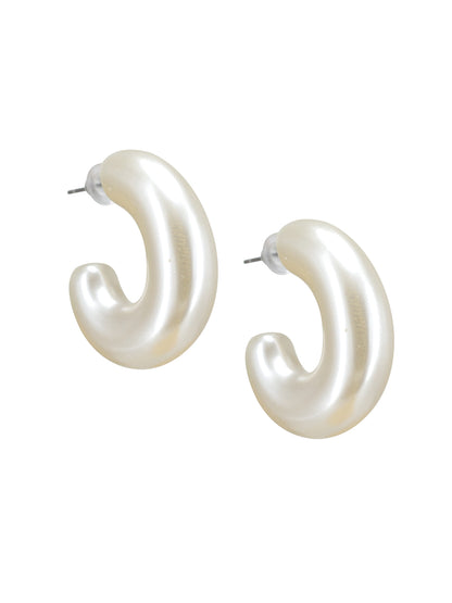 White Half Hoop Earrings