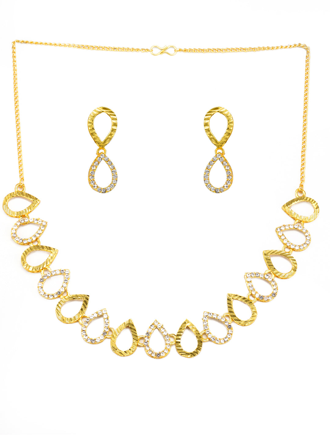 Gold Plated Artificial Stone Studded Jewellery Set