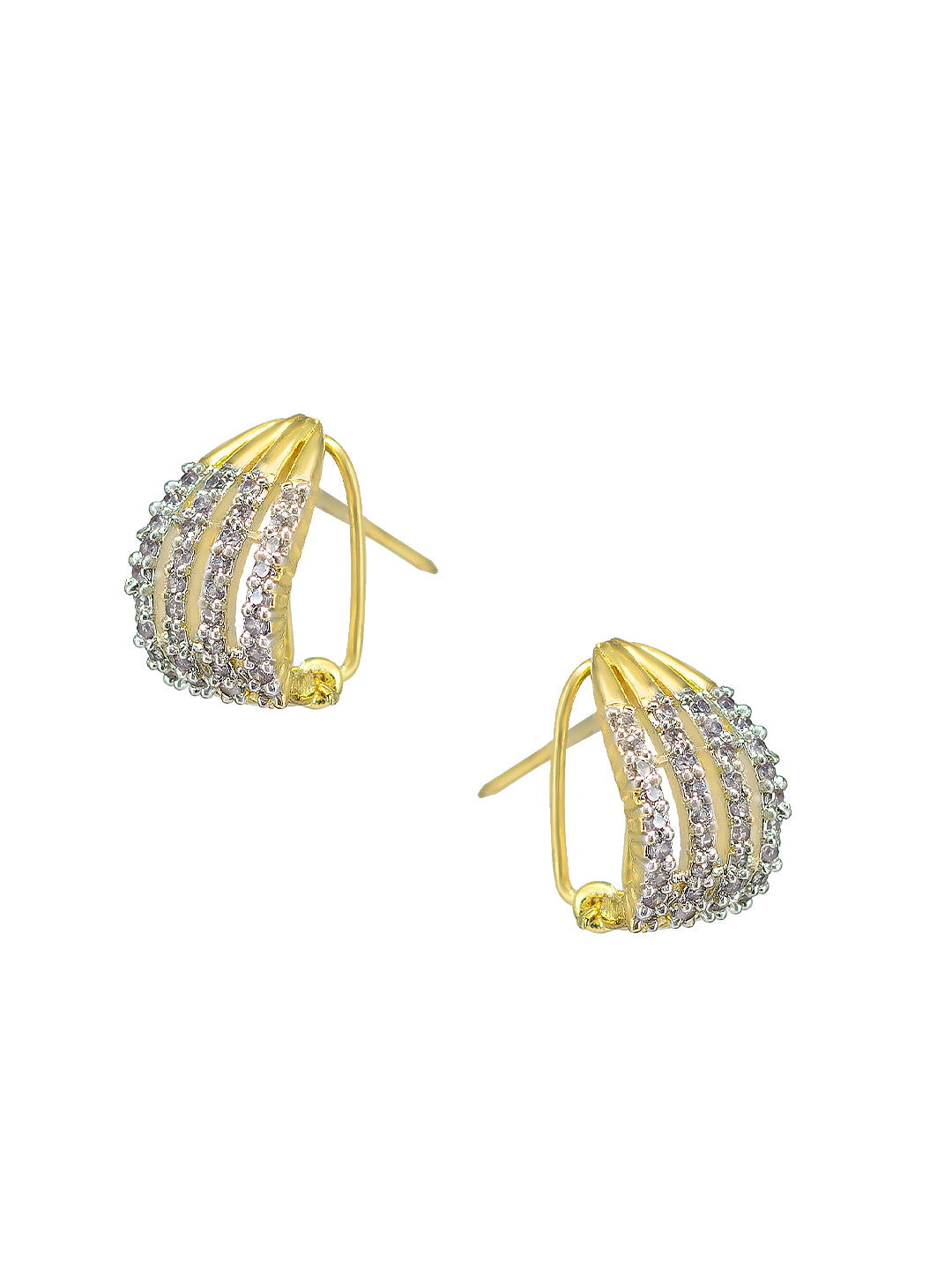 Gold Plated American Diamond Studded Stud Earrings