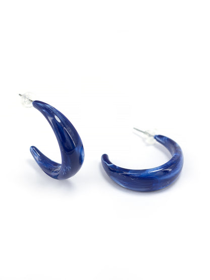 Blue Half Hoop Earrings