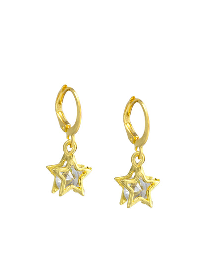 Gold Plated Star Drop Earrings