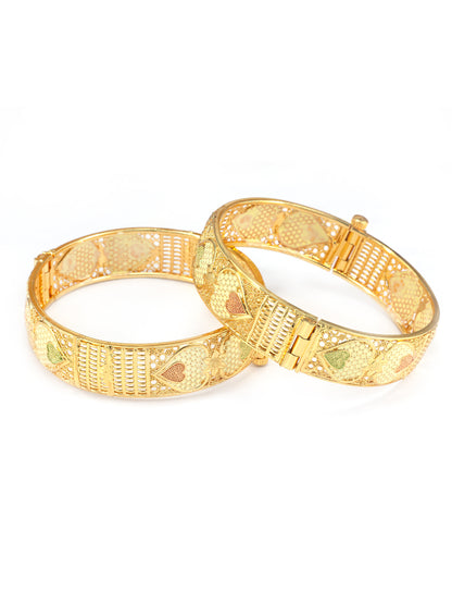 Gold Plated Chunky Heart Meenakari Bangle Pair