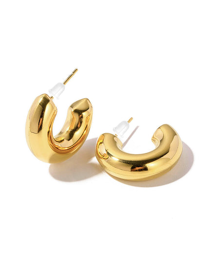 Gold Plated Half Hoop Earrings For Women