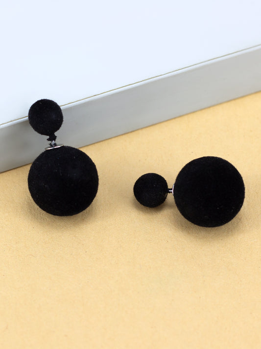 Black Double Sided Trendy Studs Earrings