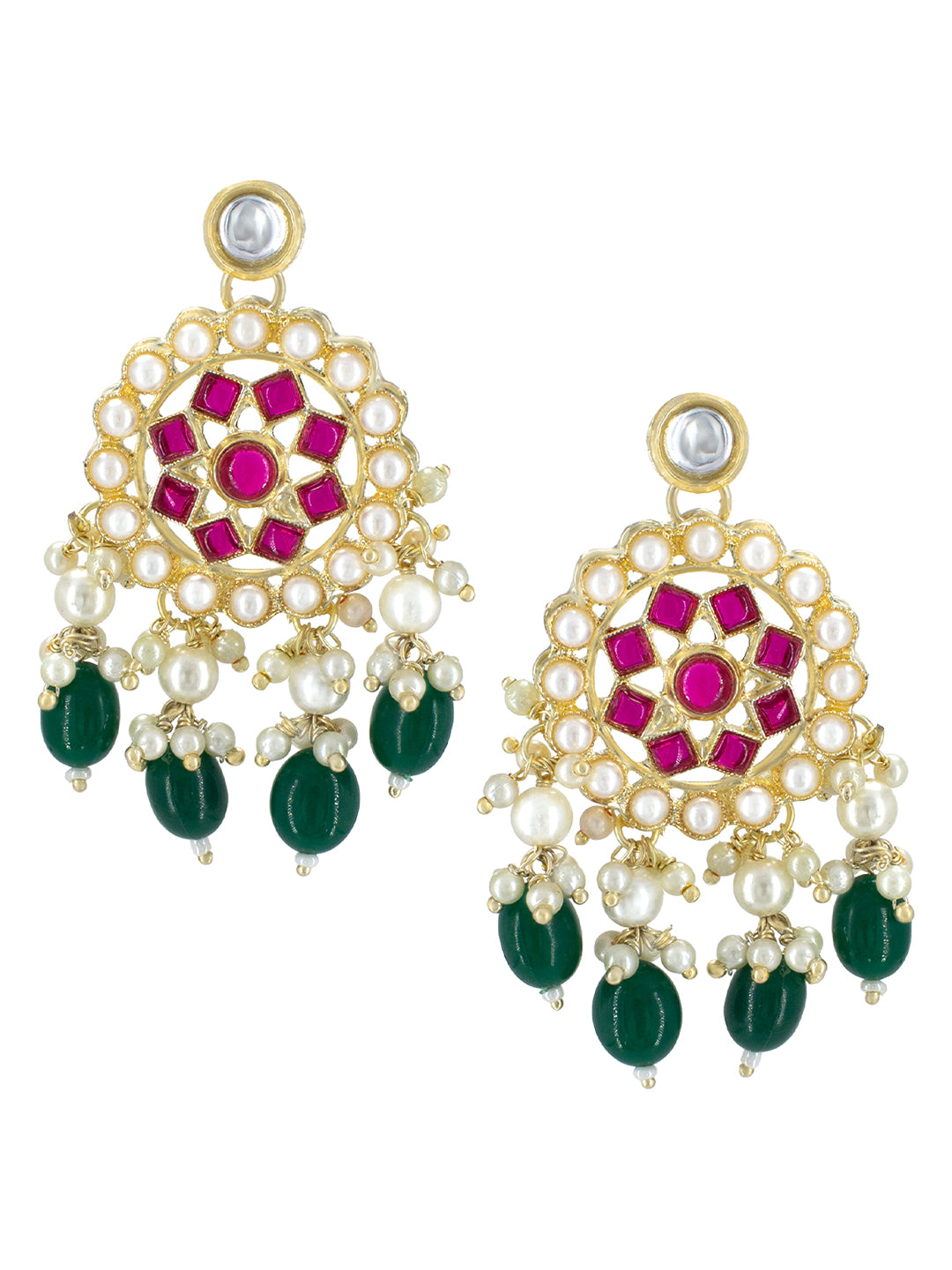 Gold-Plated Kundan Studded & Beaded Statement Jewellery Set