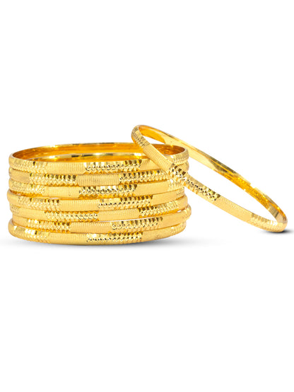 Set Of 8 Gold-Plated Minimal Bangles