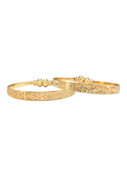 Gold Plated Kada Style Adjustable Bangle Pair