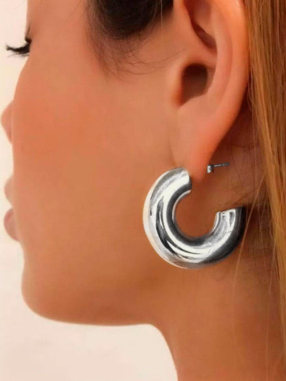 Silver Plated Half Hoop Earrings