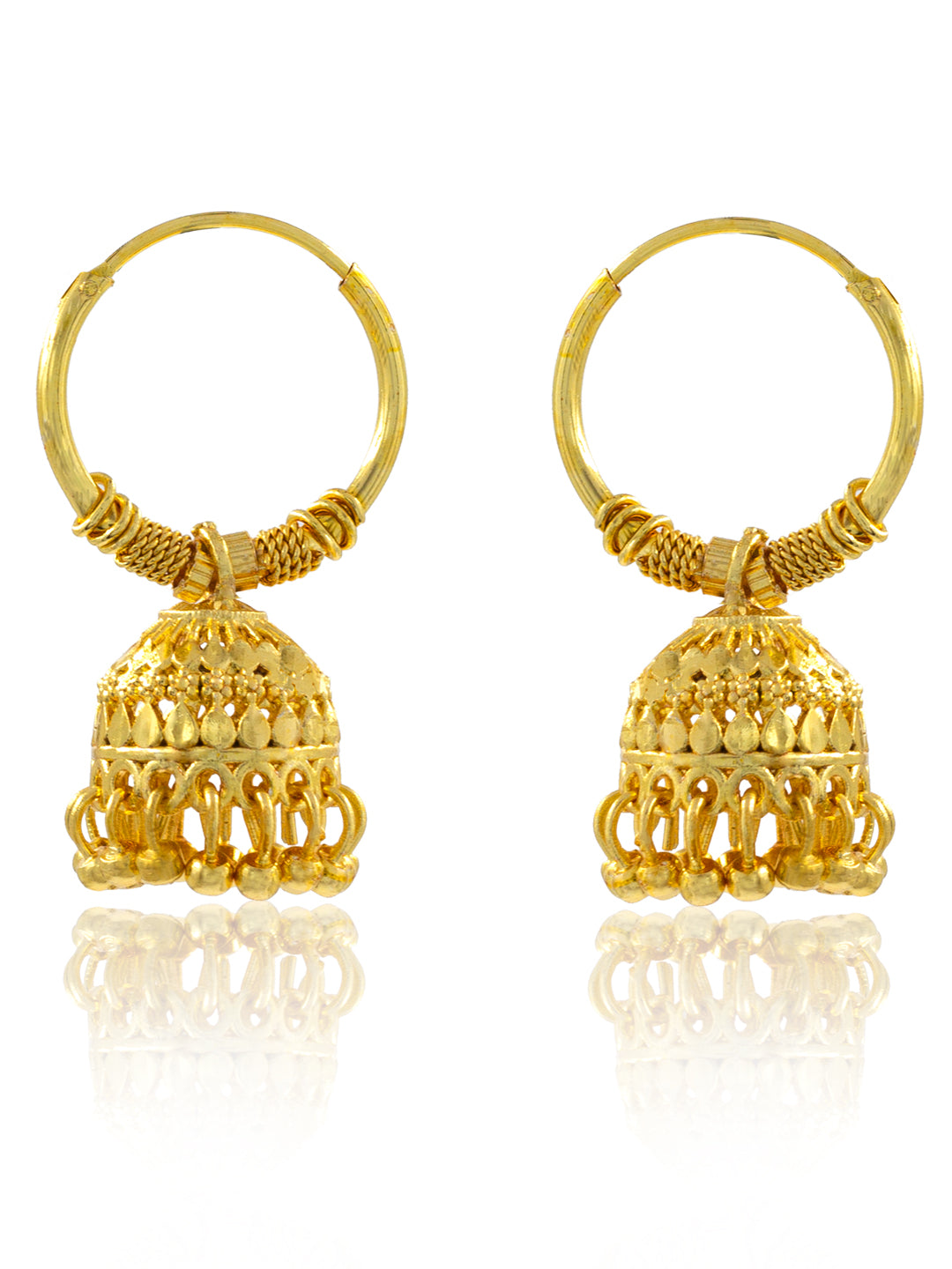 Gold-Plated Circular Hoop Jhumki Earrings