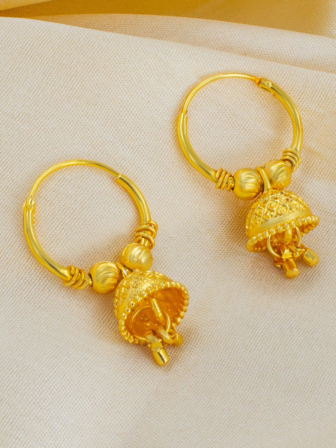 Gold-Plated Dome Shaped Hoop Earrings