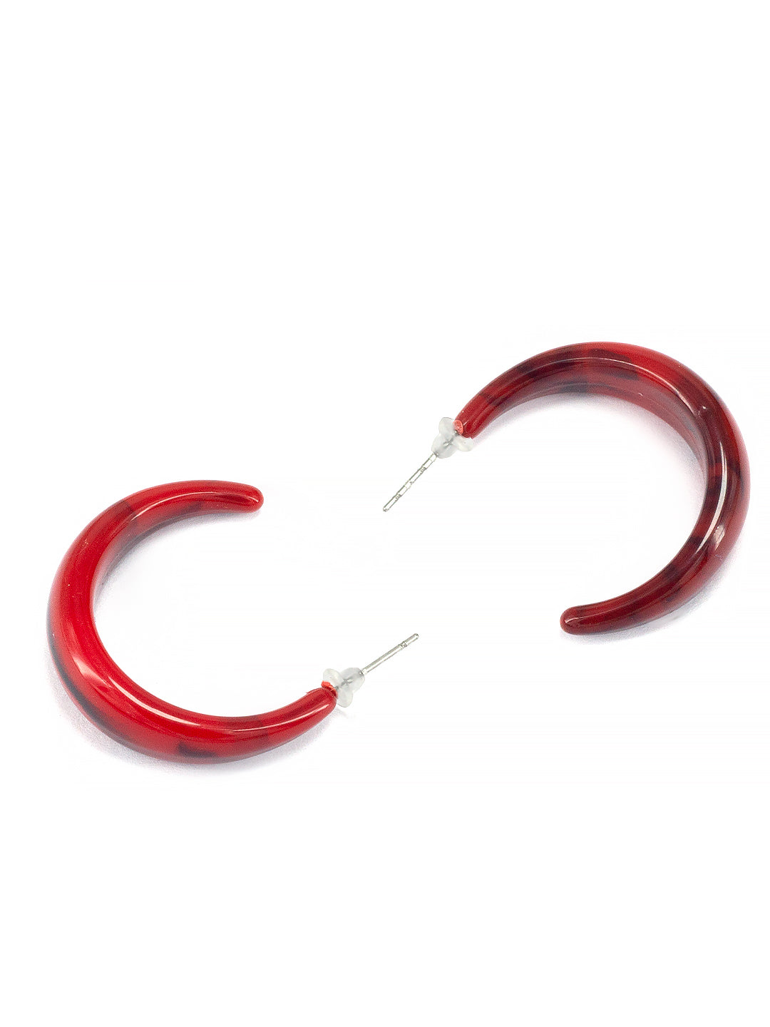 Red Half Hoop Earrings