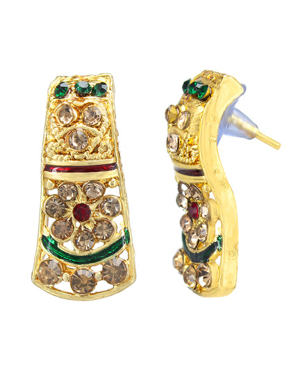 Gold-Plated Stones-Studded Rajwadi Jewellery Set