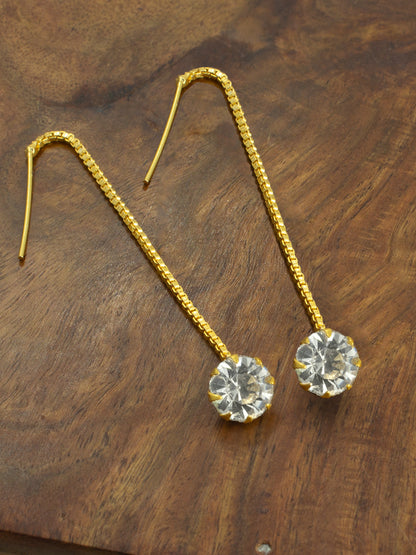 Gold-Plated CZ Studded Sui Dhaga Drop Earrings