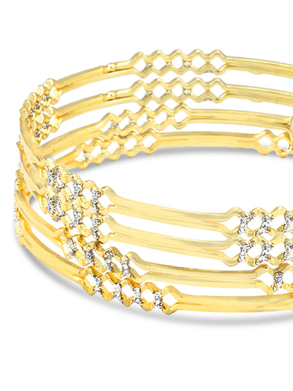 Set Of 4 Gold-Plated Stone Studded Bangles