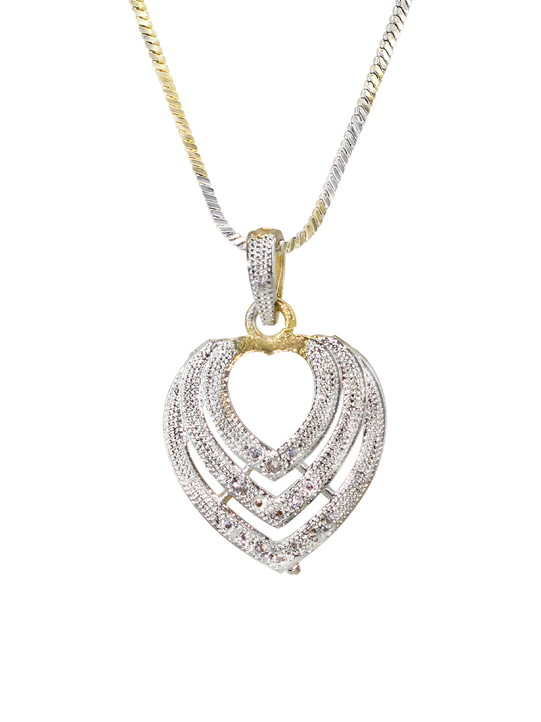 Gold Plated Heart AD Trendy Pendant Set