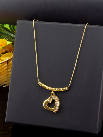 AD Heart Chain Necklace | Trendy Gold-Plated Stainless-Steel Chain Necklace