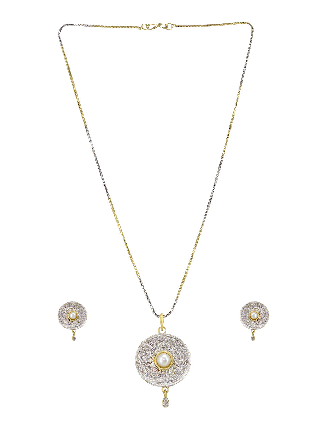 Gold Plated Circular AD Pendant Set