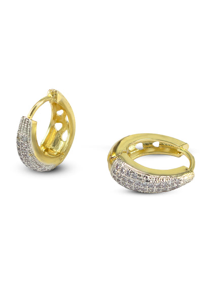 Gold Plated American Diamond Studded Hoop Earrings