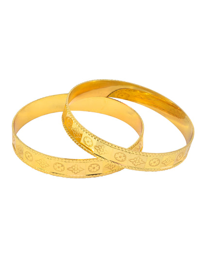 Gold Plated Floral Bangle Pair