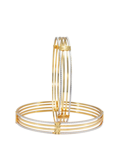 Gold Plated Modern Minimal Bangle Pair