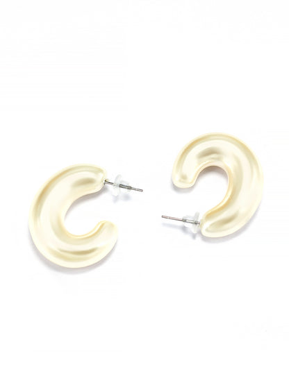 White Half Hoop Earrings