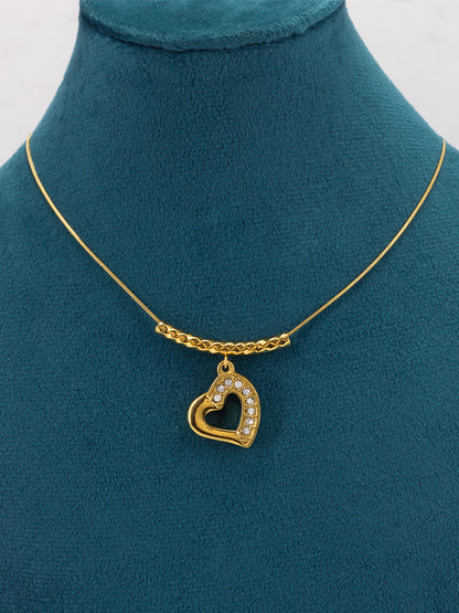 AD Heart Chain Necklace | Trendy Gold-Plated Stainless-Steel Chain Necklace