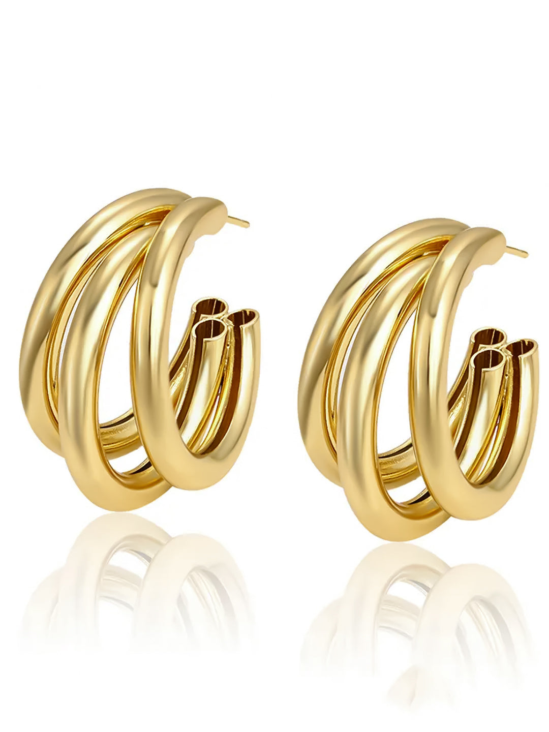 Pack of 6 Gold Plated Hoops & Studs Earrings