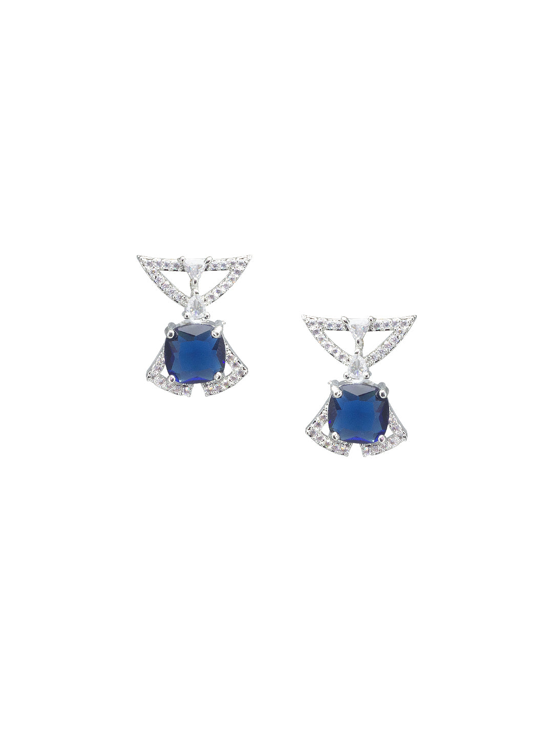 Rhodium Plated Blue American Diamond Jewellery Set