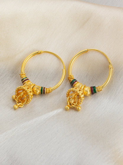 Gold-Plated Dome Shaped Hoop Earrings