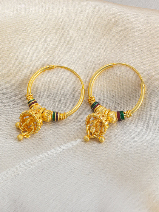 Gold-Plated Dome Shaped Hoop Earrings