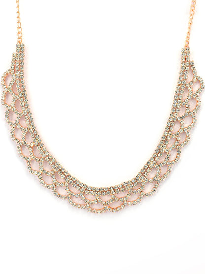 Rose Gold-Plated CZ Studded Jewellery Set