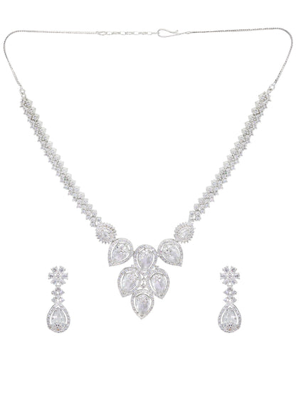 Rhodium Plated American Diamond Jewellery Set