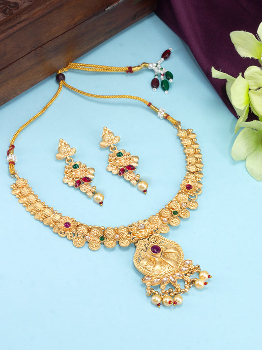 Gold Plated Kundan Studded Jewellery Set