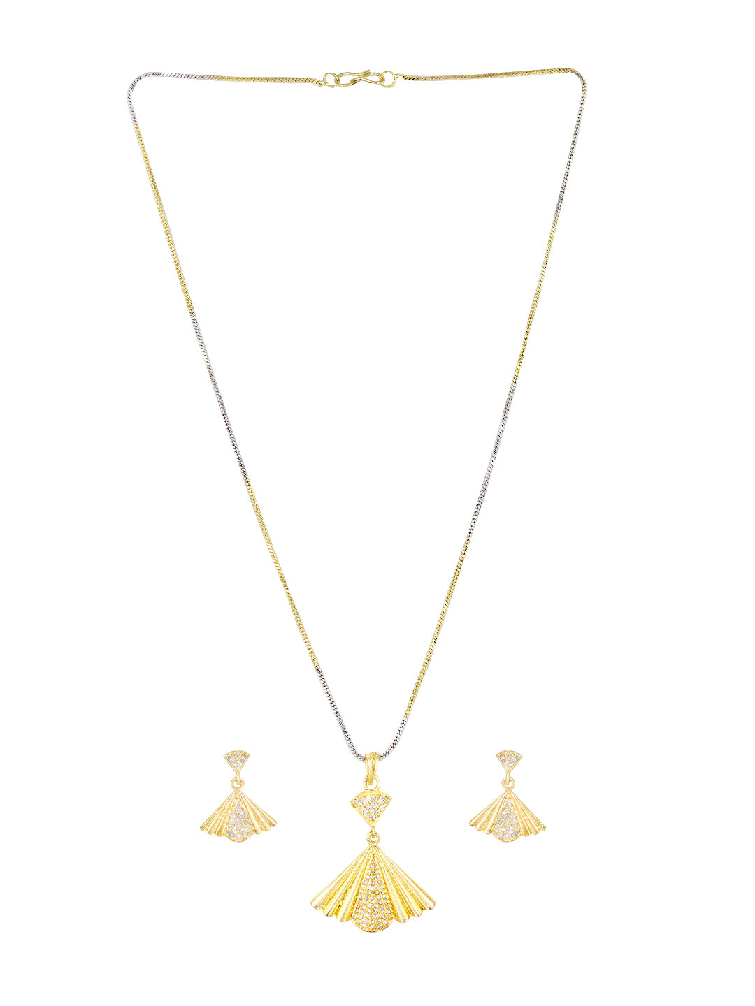 Gold Plated American Diamond Studded Pendant Set