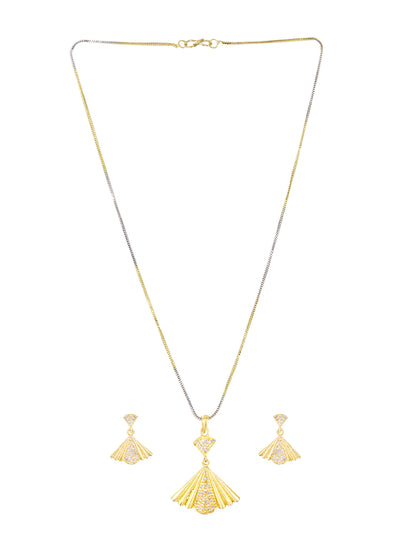 Gold Plated American Diamond Studded Pendant Set