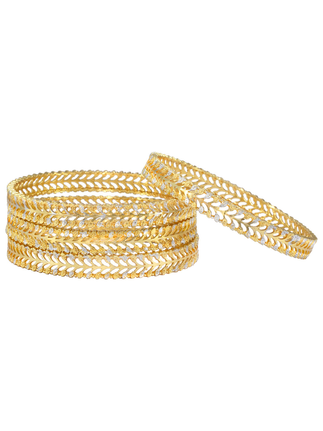 Set of 4 Gold Plated Leaf Design Bangles