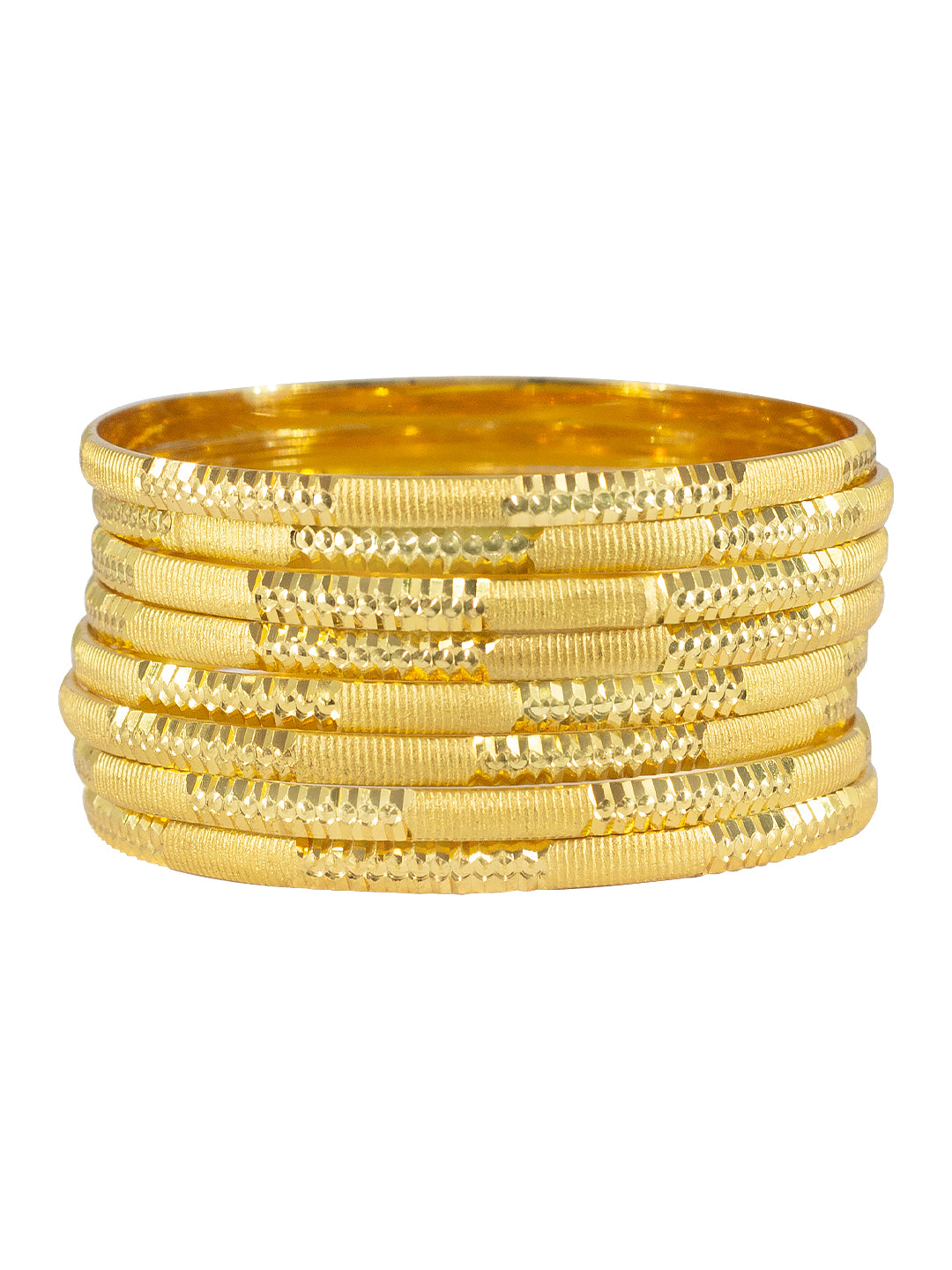 Set Of 8 Gold-Plated Minimal Bangles