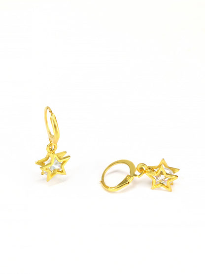 Gold Plated Star Drop Earrings