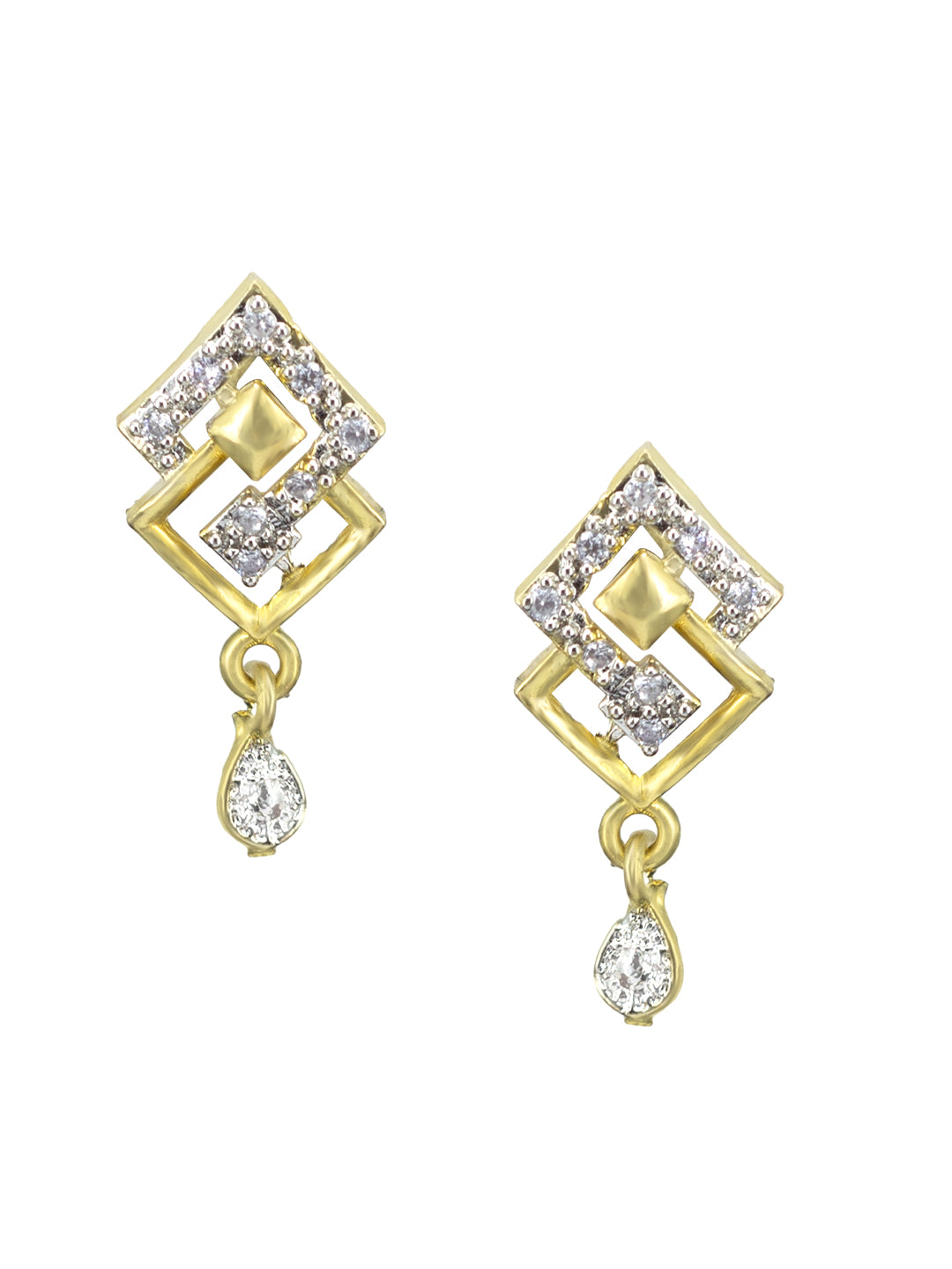 Square American Diamond Pendant & Earrings Set