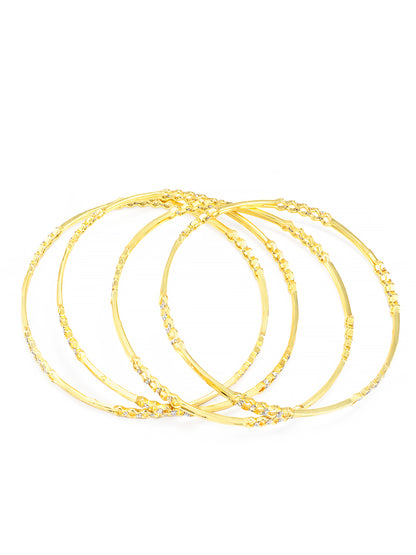 Set Of 4 Gold-Plated Stone Studded Bangles